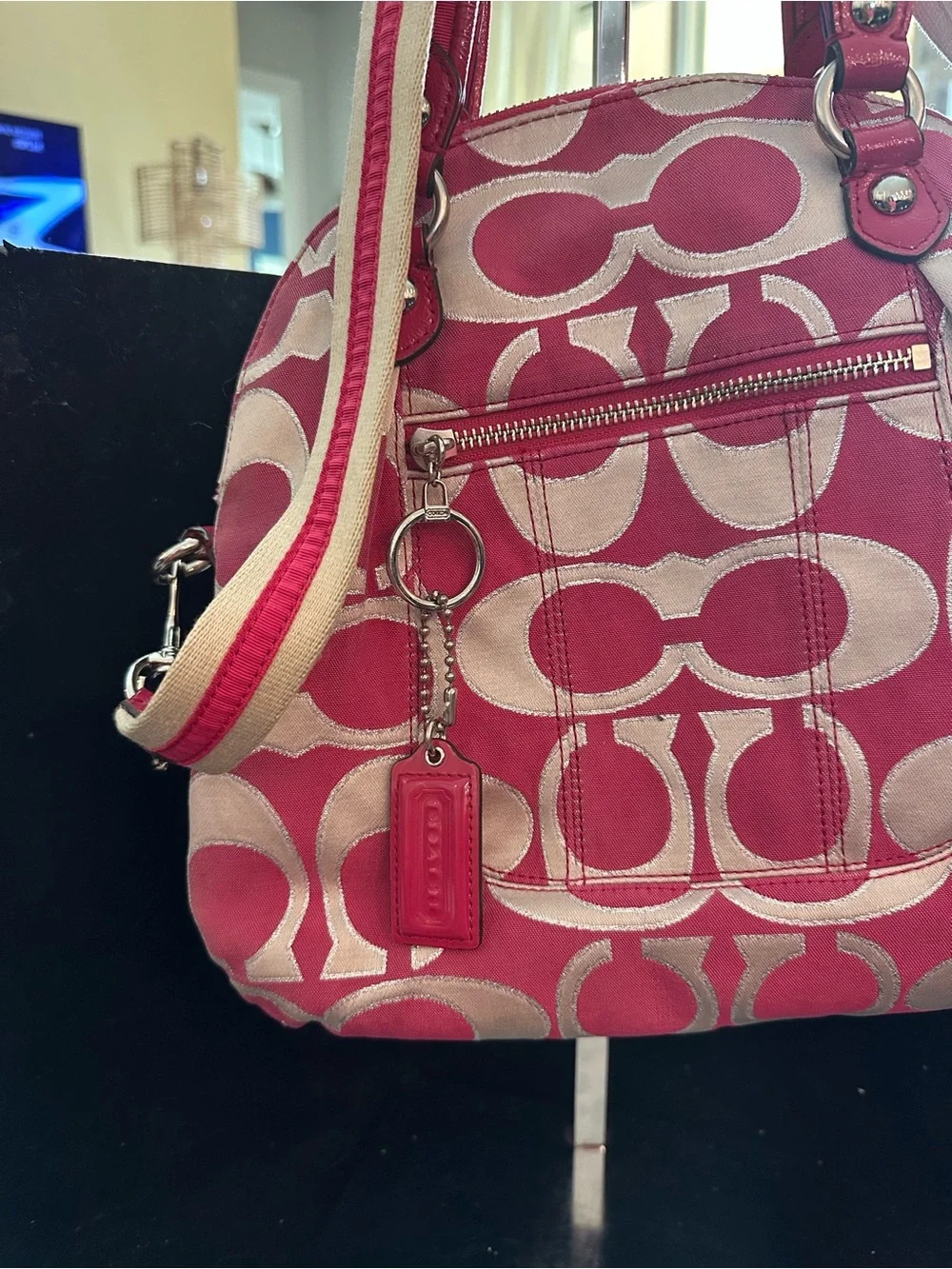 Coach #178 Poppy Signature Lurex C Outline Satchel/Crossbody